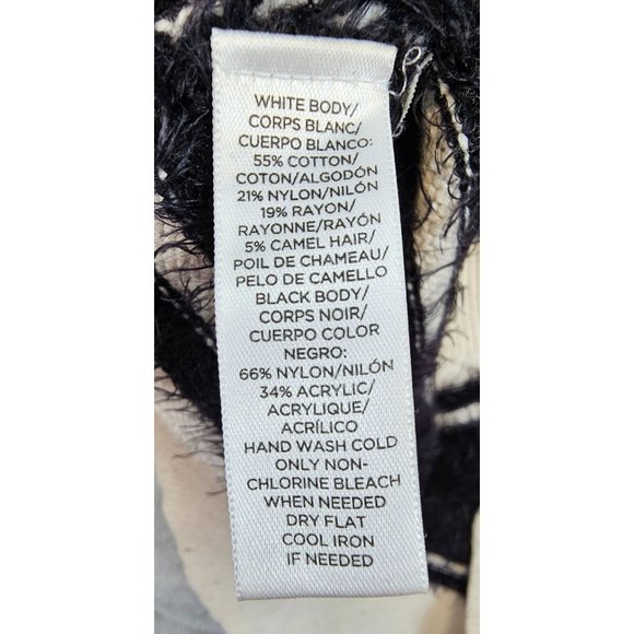 Ann Taylor LOFT Sweater Women's Large Black White Striped‎ Fuzzy Soft Pullover - Picture 8 of 8